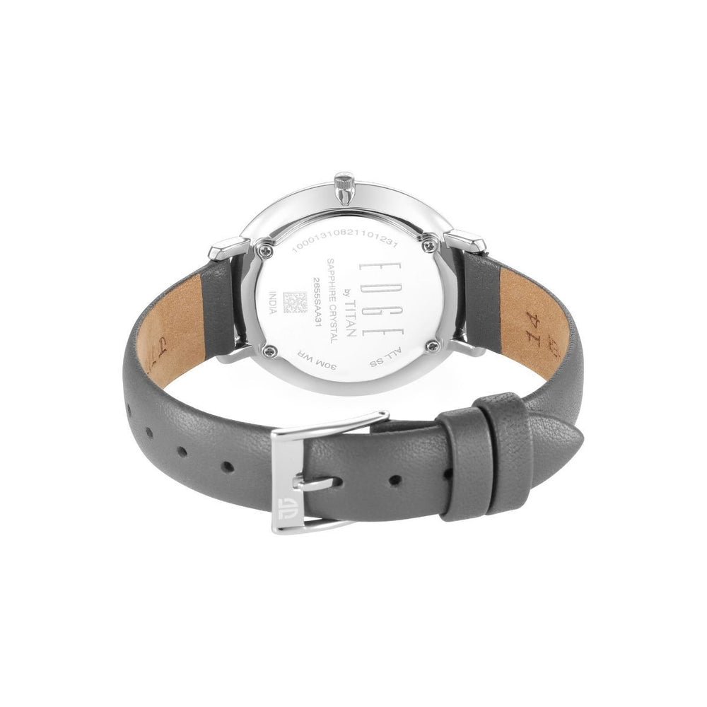 Titan Ladies Edge Black Dial Black Leather Strap Watch 2655SL01 - KRISHNA WATCH COMPANY