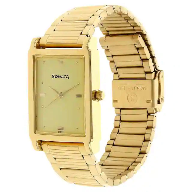 Champagne Dial Golden Metal Strap Watch NR7058YM02 - KRISHNA WATCH COMPANY