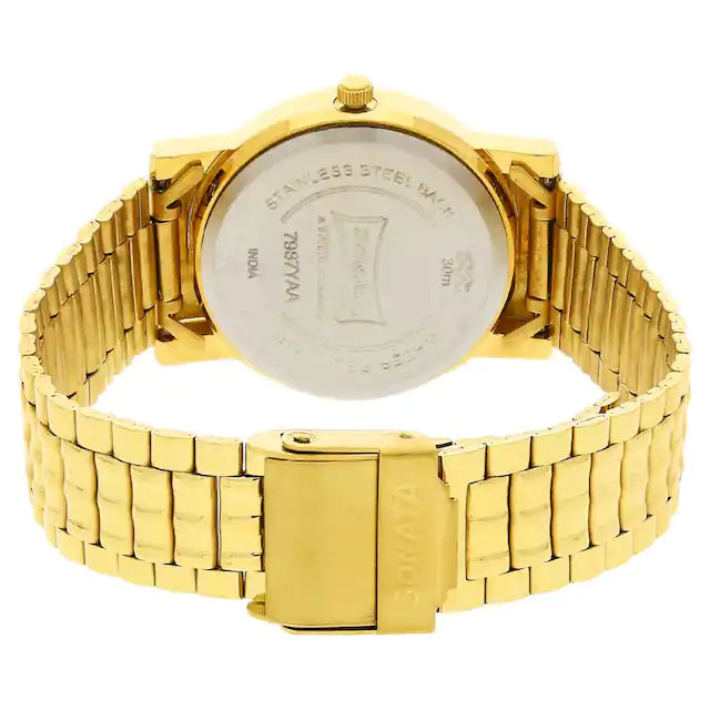 Sonata Champagne Dial Golden Stainless Steel Strap Watch - 7987YM06W - KRISHNA WATCH COMPANY