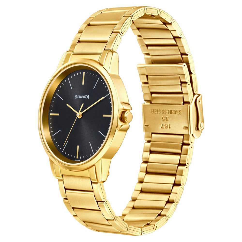 Sonata Black Dial Analog Watch - 77083YM04W - KRISHNA WATCH COMPANY