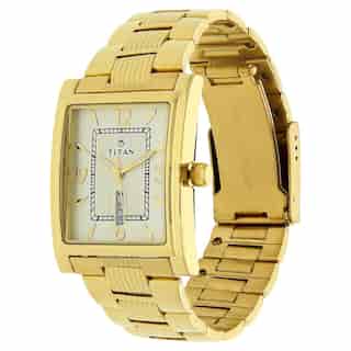 Titan Champagne Dial Golden Stainless Steel Strap Watch - 90024YM07 - KRISHNA WATCH COMPANY