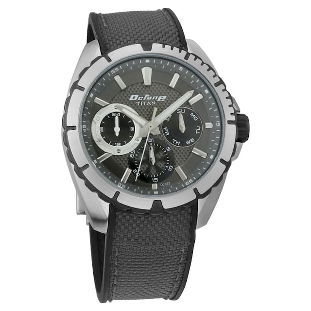 Titan Octane Grey Dial Grey Strap Watch 90109KP01 (DJ583) - KRISHNA WATCH COMPANY