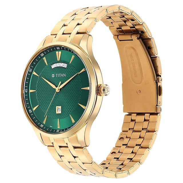 Titan Opulent III Green Dial Analog Watch - 90127YM03 - KRISHNA WATCH COMPANY