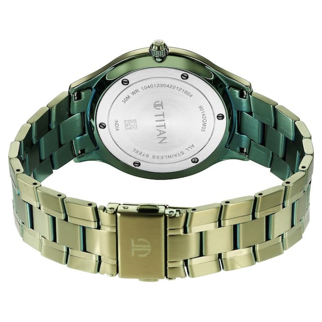 Titan Classique Slimline Green Dial Watch - 90142QM03 - KRISHNA WATCH COMPANY