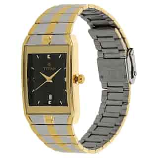 Titan Black Dial Two Toned Stainless Steel Strap Watch NP9151BM02 - KRISHNA WATCH COMPANY