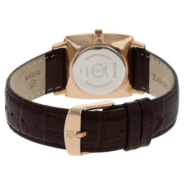 TITAN White Dial Brown Leather Strap Watch 9159WL01 - KRISHNA WATCH COMPANY