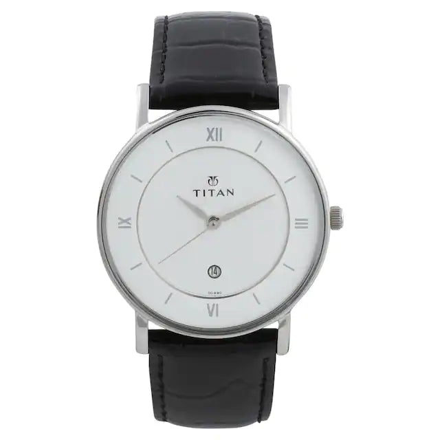 TITAN White Dial Black Leather Strap Watch NR9162SL04 - KRISHNA WATCH COMPANY