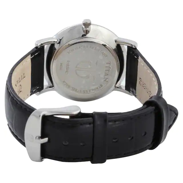 TITAN White Dial Black Leather Strap Watch NR9162SL04 - KRISHNA WATCH COMPANY