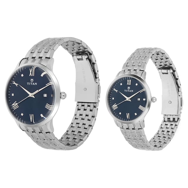 Titan Bandhan Blue Dial Stainless Steel Strap Watches NP9400194201SM01 - KRISHNA WATCH COMPANY