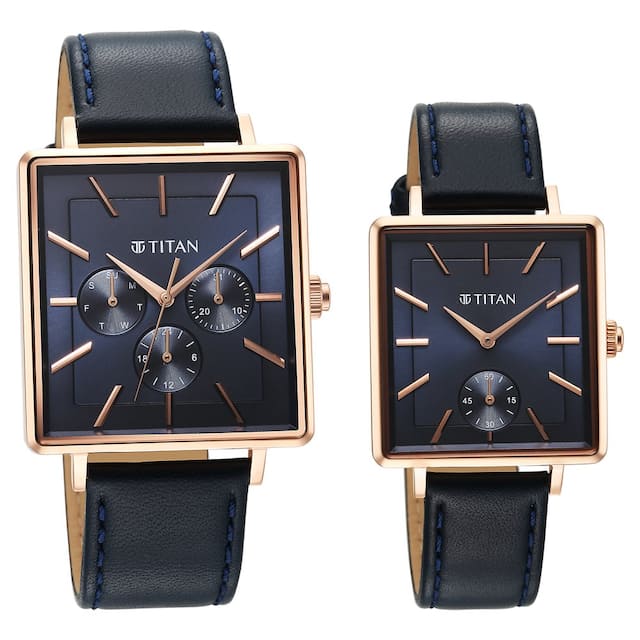Titan Bandhan Black Dial Leather Strap Watch for Couple 9400594205WL01 - KRISHNA WATCH COMPANY