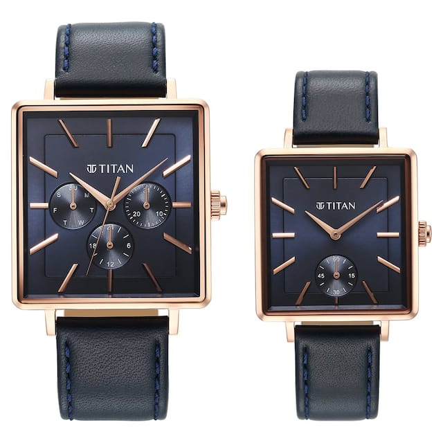 Titan Bandhan Black Dial Leather Strap Watch for Couple 9400594205WL01 - KRISHNA WATCH COMPANY