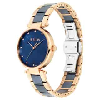 Titan Blue Mother-of-Pearl Dial Ceramic & Metal Strap Watch NP95061WD05 - KRISHNA WATCH COMPANY