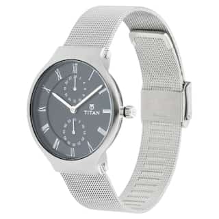 Titan Workwear Watch with Black Dial & Metal Strap NP95068SM01 - KRISHNA WATCH COMPANY
