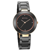 Titan Purple Ceramics Black Dial Watch for Women - 95189KC02