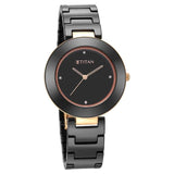 Titan Purple Ceramics Black Dial Watch for Women - 95189KC02