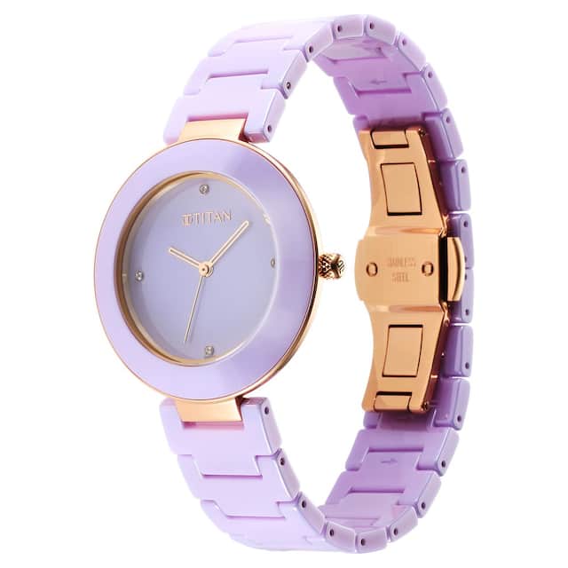 Titan Purple Ceramics Purple Dial Ceramic Strap Watch for Women 95189KC06 - KRISHNA WATCH COMPANY
