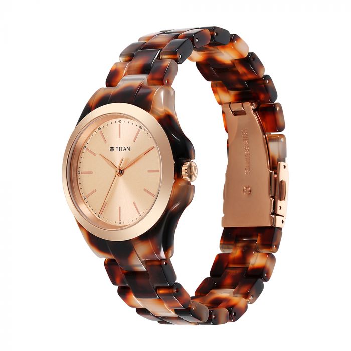 Titan Fashion Acetate Rose Gold Dial Acetate Strap Watch 95205KP01(DM998) - KRISHNA WATCH COMPANY