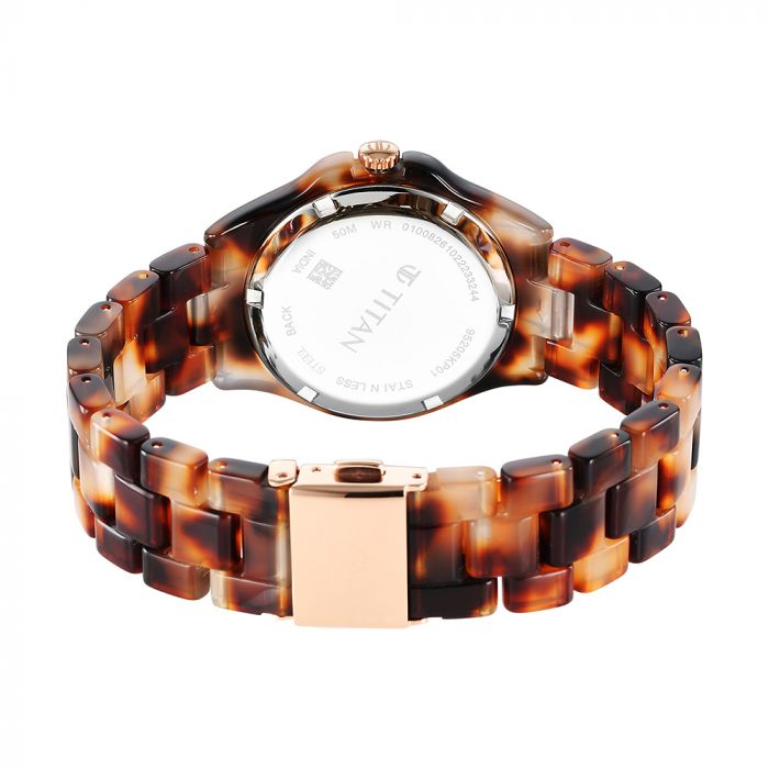 Titan Fashion Acetate Rose Gold Dial Acetate Strap Watch 95205KP01(DM998) - KRISHNA WATCH COMPANY