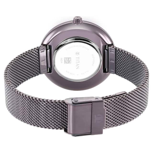 TITAN Glitz Purple Dial Stainless Steel Strap Watch for Women 95210QM01 - KRISHNA WATCH COMPANY