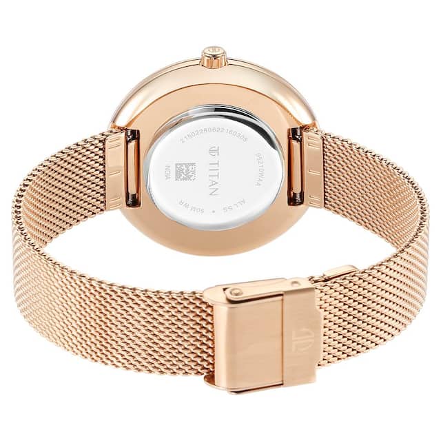 TITAN Glitz Rose Gold Dial Stainless Steel Strap Watch for Women 95210WM01 - KRISHNA WATCH COMPANY