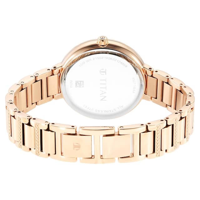 TITAN Glitz Rose Gold Dial Stainless Steel Strap Watch for Men 95211WM01 - KRISHNA WATCH COMPANY