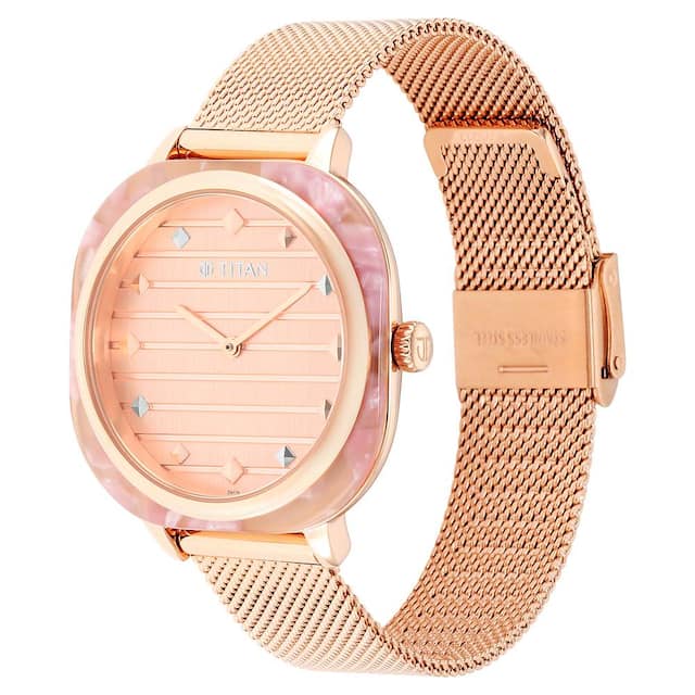 TITAN Glitz Rose Gold Dial Stainless Steel Strap Watch for Men 95212KM01 - KRISHNA WATCH COMPANY