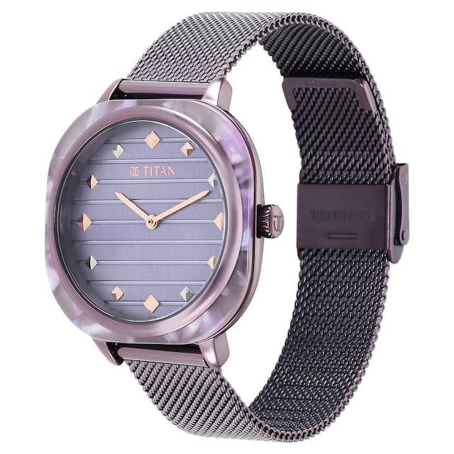 TITAN Glitz Purple Dial Stainless Steel Strap Watch for Women 95212KM02 / NS95212KM02 - KRISHNA WATCH COMPANY