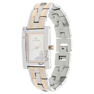 Titan Silver Dial Two Toned Metal Strap Watch NP9716KM01 - KRISHNA WATCH COMPANY