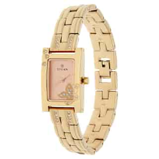 Titan Rose Gold Dial Rose Gold Metal Strap Watch NP9716WM01 (DD935A) - KRISHNA WATCH COMPANY