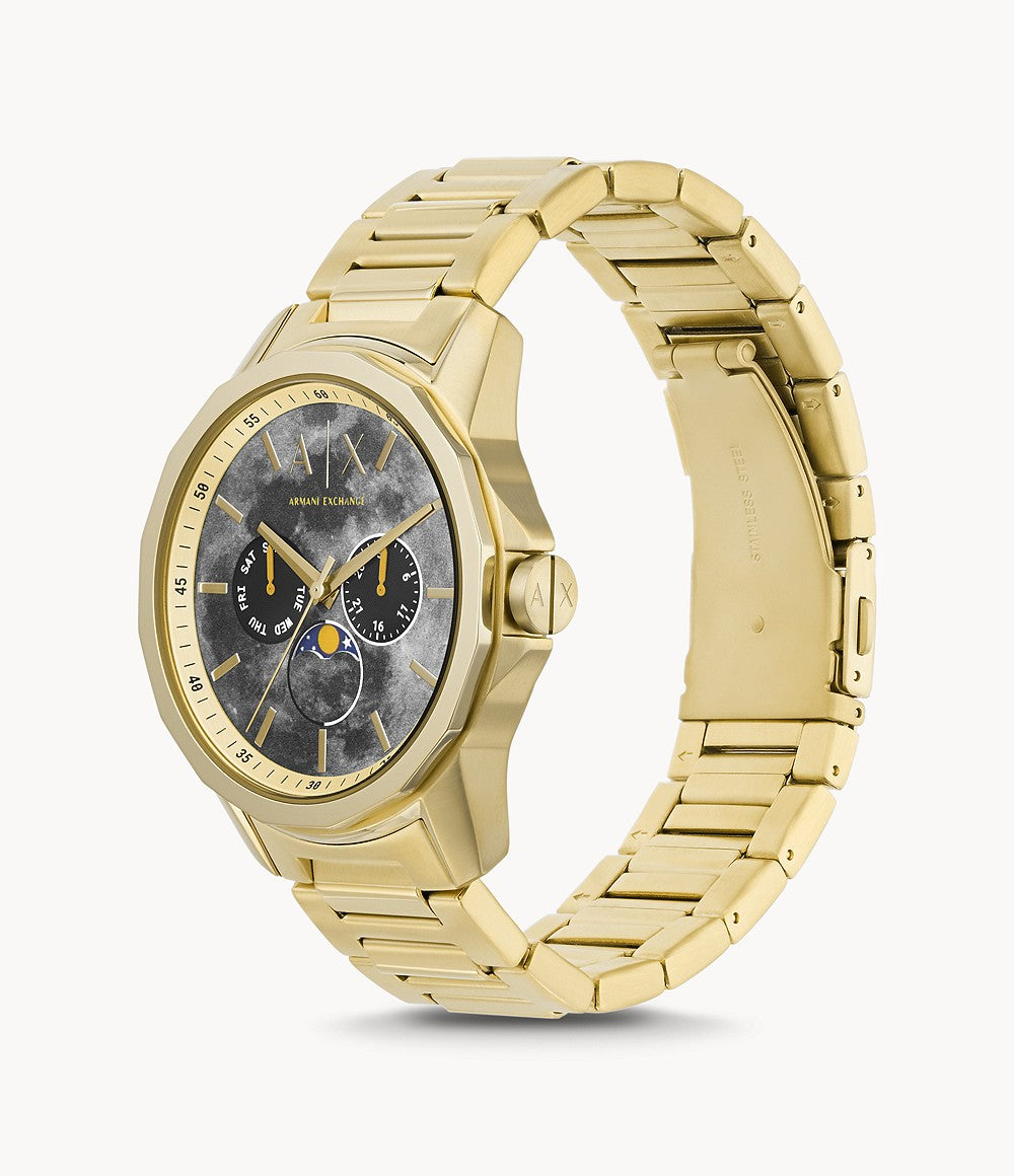 Armani Exchange Moonphase Multifunction Gold-Tone Stainless Steel Watch AX1737 - KRISHNA WATCH COMPANY
