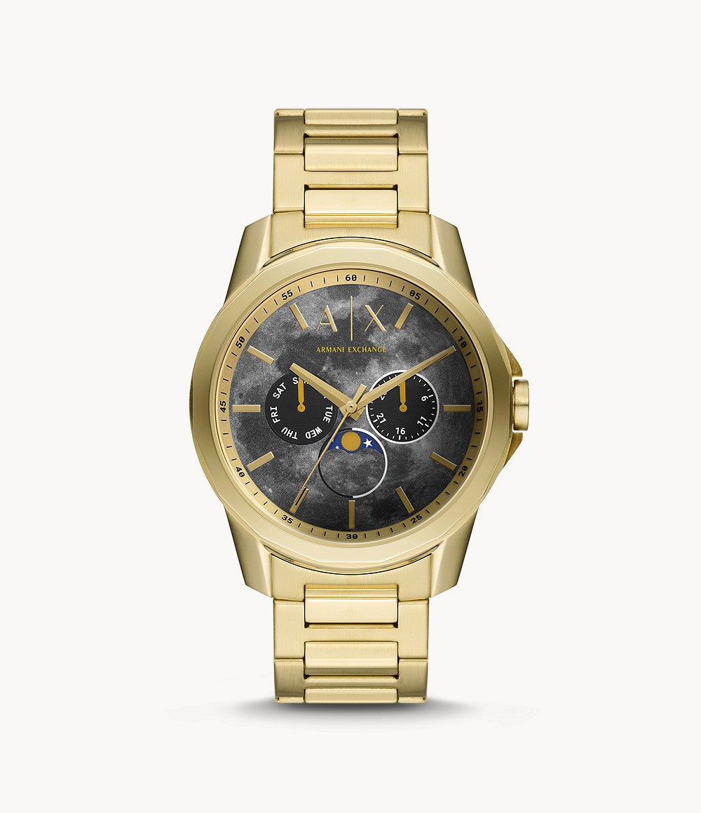 Armani Exchange Moonphase Multifunction Gold-Tone Stainless Steel Watch AX1737 - KRISHNA WATCH COMPANY