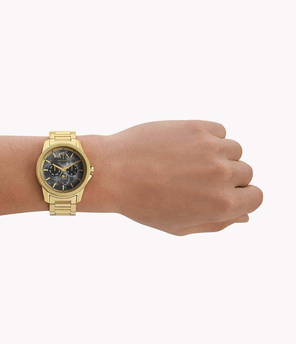 Armani Exchange Moonphase Multifunction Gold-Tone Stainless Steel Watch AX1737 - KRISHNA WATCH COMPANY