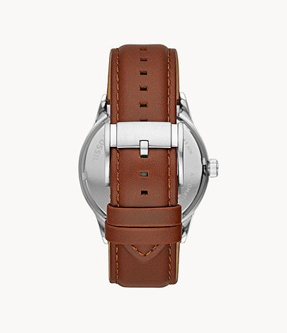 FOSSIL 48mm Flynn Automatic Brown Leather Watch BQ2386