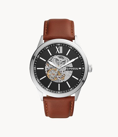 FOSSIL 48mm Flynn Automatic Brown Leather Watch BQ2386 - KRISHNA WATCH COMPANY