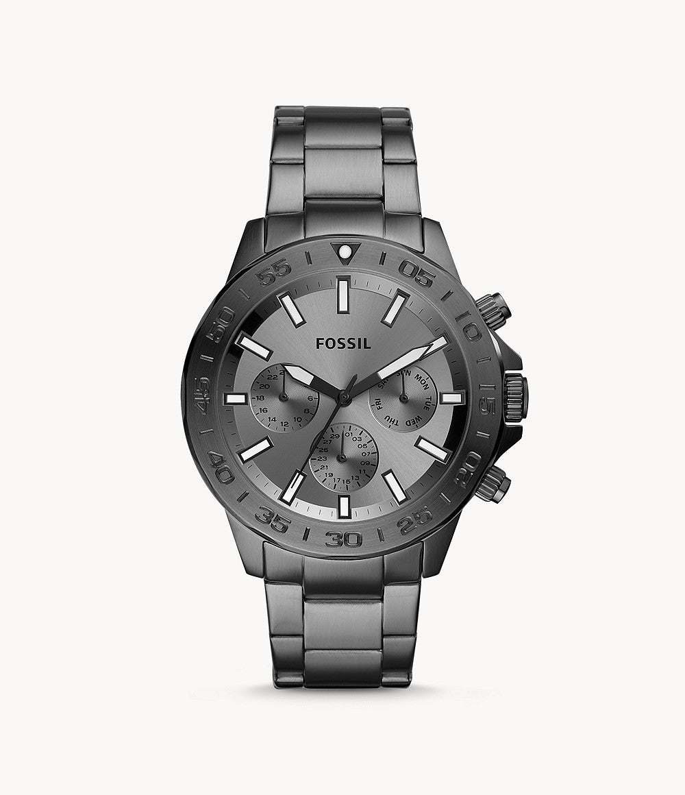 FOSSIL Bannon Multifunction Smoke Stainless Steel Watch - BQ2491 - KRISHNA WATCH COMPANY