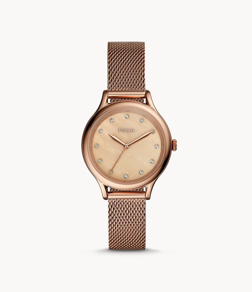 FOSSIL Laney Three-Hand Rose Gold-Tone Stainless Steel Watch BQ3392 - KRISHNA WATCH COMPANY