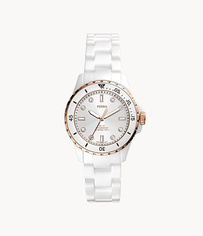FOSSIL FB-01 Three-Hand White Ceramic Watch - CE1107 - KRISHNA WATCH COMPANY
