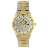 Titan Champagne Dial Two Toned Stainless Steel Strap Watch NP1584BM02