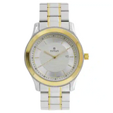 Titan Silver Dial Two Toned Stainless Steel Strap Watch - 1627BM03