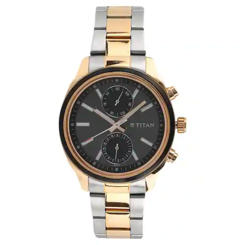 Titan Workwear Watch with Black Dial & Stainless Steel Strap - 1733KM03 - KRISHNA WATCH COMPANY