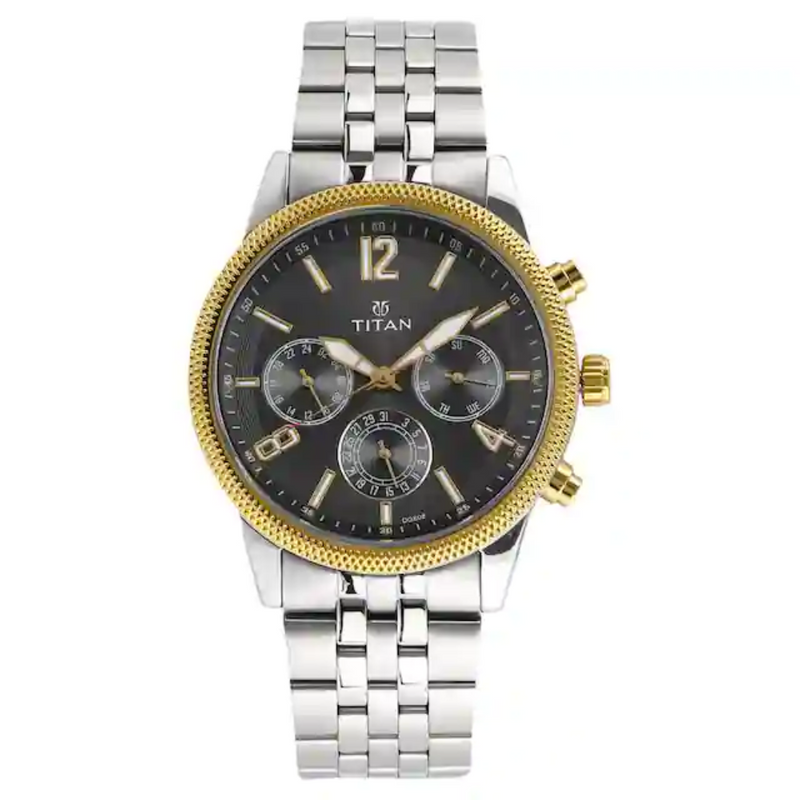 Titan Workwear Watch with Anthracite Dial & Stainless Steel Strap NP1734BM01 - KRISHNA WATCH COMPANY