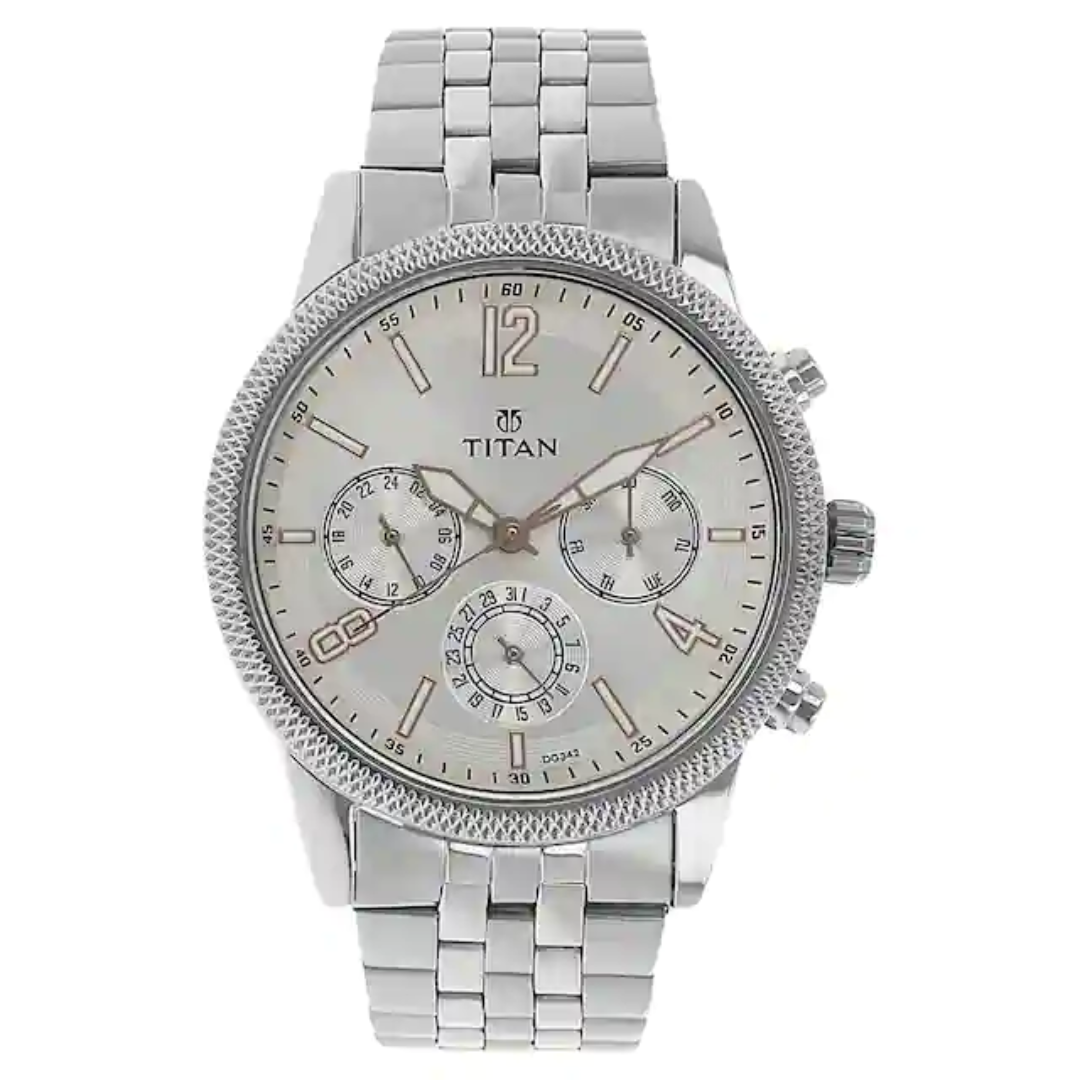 Titan Workwear Watch with Silver Dial & Stainless Steel Strap NP1734SM01 (DG342) - KRISHNA WATCH COMPANY