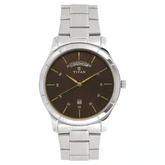 Titan Workwear Watch with Brown Dial & Stainless Steel Strap 1767SM03