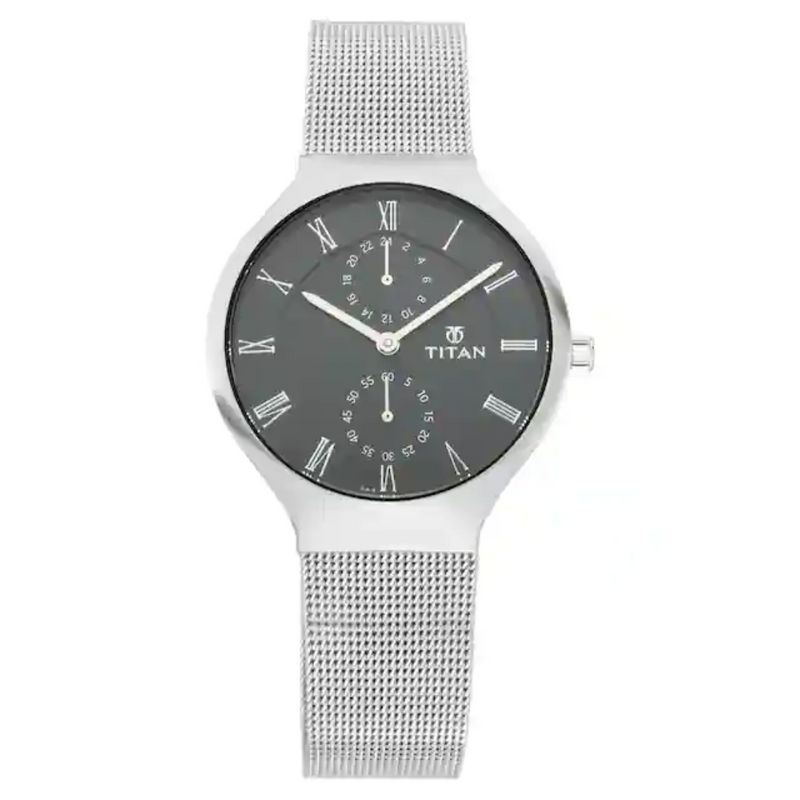 Titan Workwear Watch with Black Dial & Metal Strap NP95068SM01 - KRISHNA WATCH COMPANY