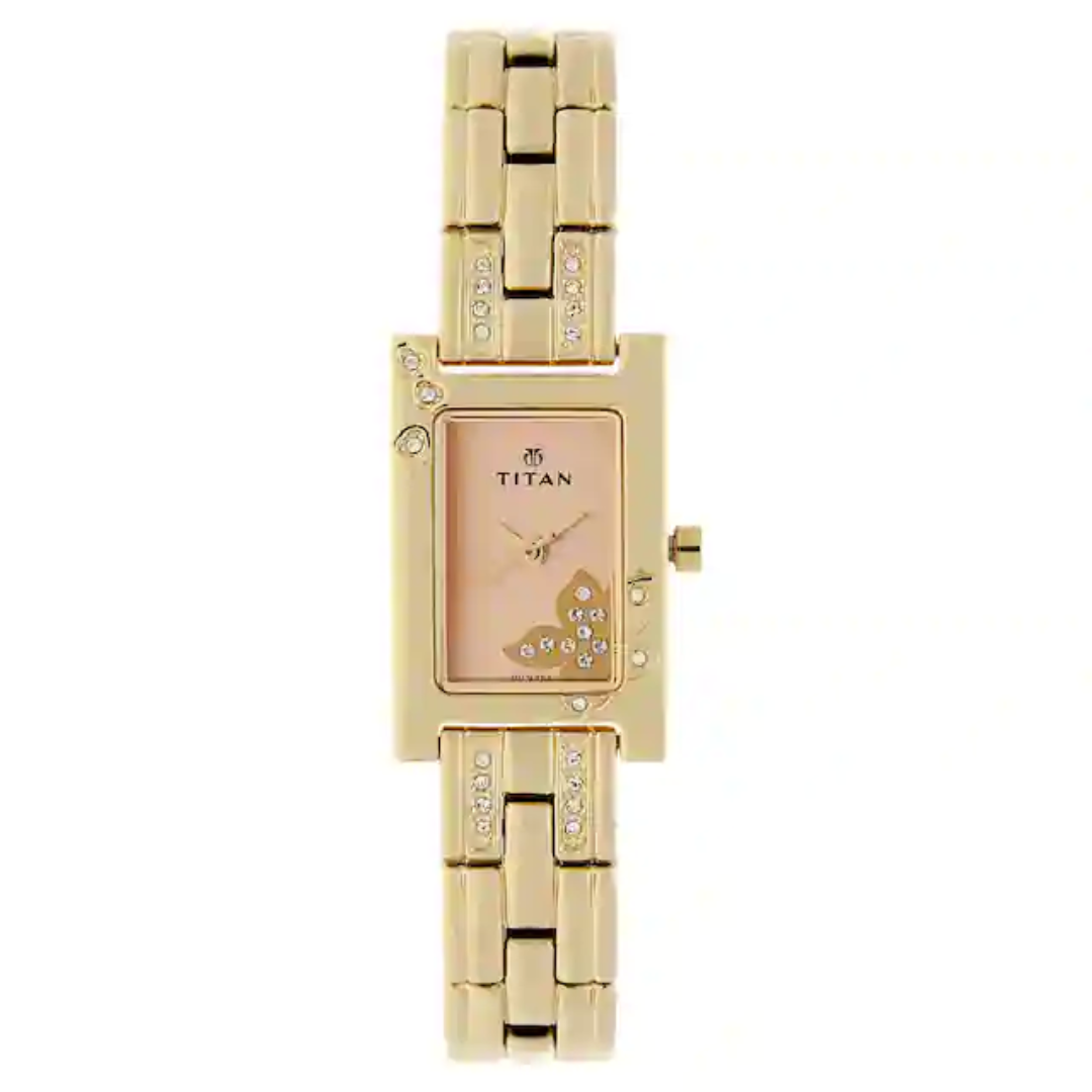 Titan Rose Gold Dial Rose Gold Metal Strap Watch NP9716WM01 (DD935A) - KRISHNA WATCH COMPANY