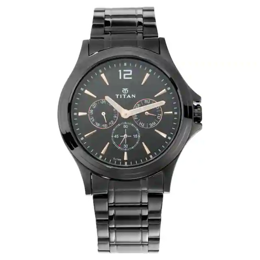 Titan Black Dial Stainless Steel Strap Watch 1698NM01