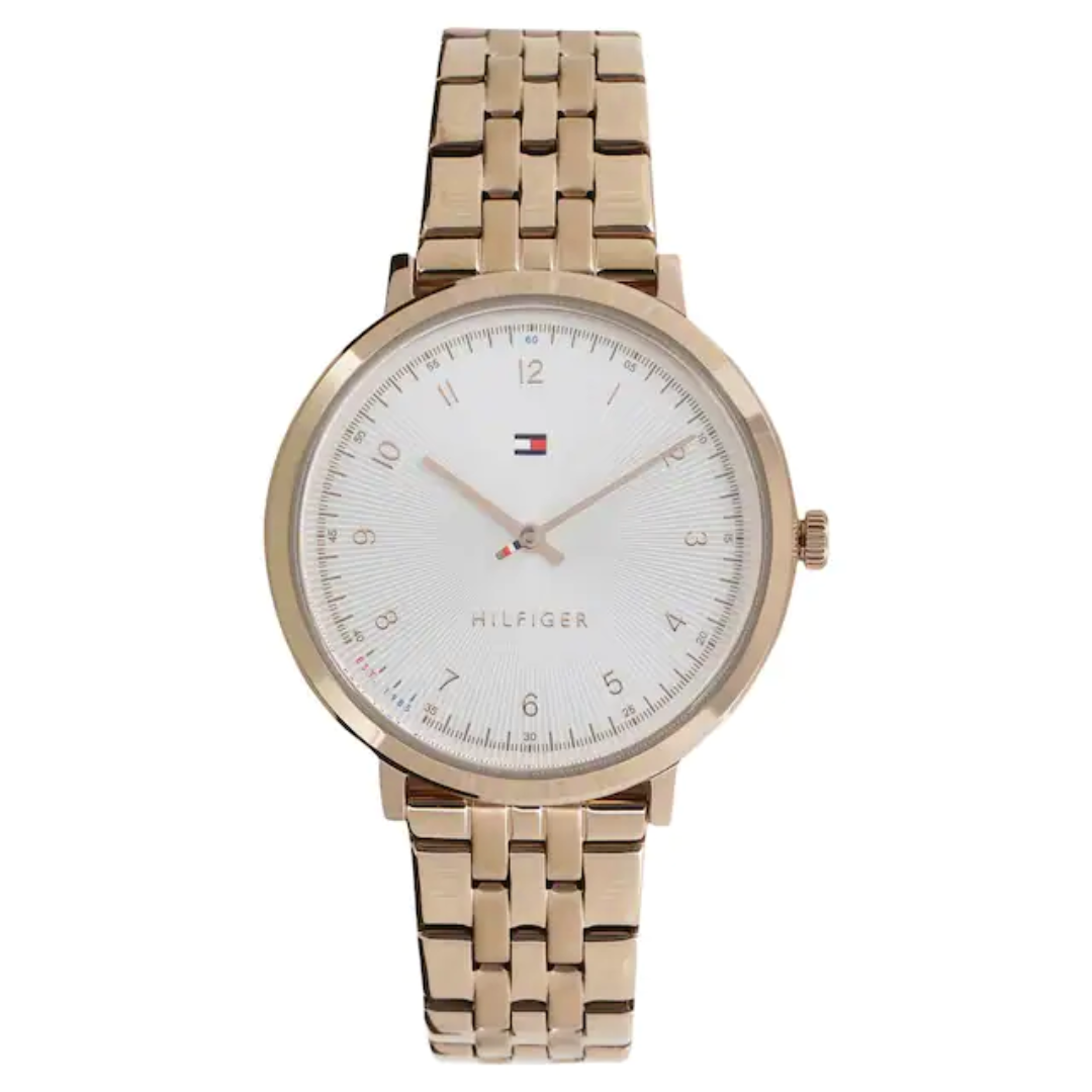 Tommy Hilfiger Silver Dial Rose Gold Stainless Steel Strap Watch TOMMY HILFIGER 1781760