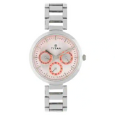 Titan Pink Dial Silver Stainless Steel Strap Watch 2480SM05