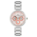 Titan Pink Dial Silver Stainless Steel Strap Watch 2480SM05