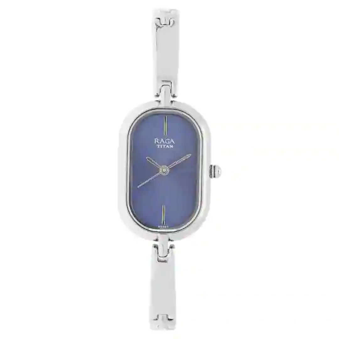 Titan Raga Viva Blue Dial Metal Strap Watch 2577SM01 (DG589) - KRISHNA WATCH COMPANY